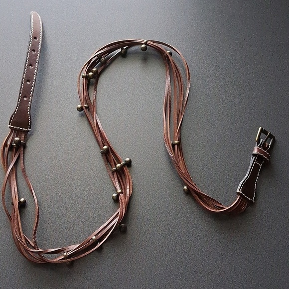 New J.Crew Brown Leather Belt Y2k  Solid Brass Buckle main image 5